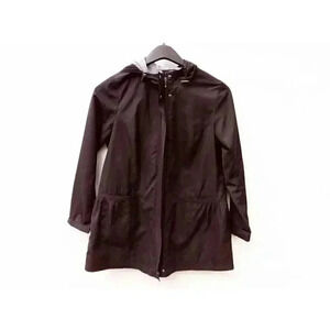 J. Jill Womens Jacket Coat Black Windbreaker Full Zip Pockets Hooded Petites XS